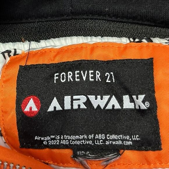 Forever 21 Airwalk Orange Patchworks Full Zip Hooded Bomber Coat Jacket Size S - Picture 7 of 7